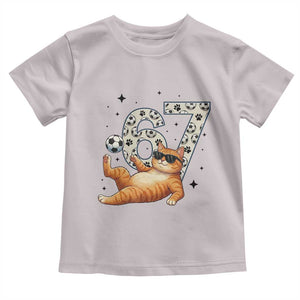Funny Cat Playing Soccer Toddler T Shirt Six Seven Meme TS12 Ice Gray Print Your Wear