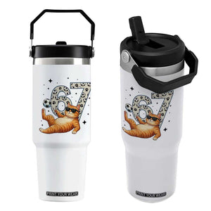 Funny Cat Playing Soccer Flip Straw Tumbler Six Seven Meme TS12 One Size: 30 oz White Print Your Wear
