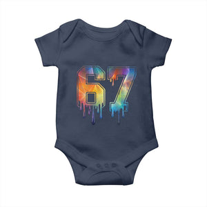 Funny Six Seven Prism Effect Printed Meme Baby Onesie TS12 Navy Print Your Wear