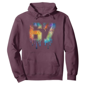 Funny Six Seven Prism Effect Printed Meme Hoodie TS12 Maroon Print Your Wear