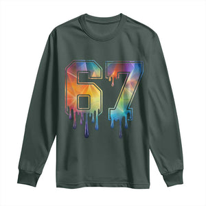 Funny Six Seven Prism Effect Printed Meme Long Sleeve Shirt TS12 Dark Forest Green Print Your Wear