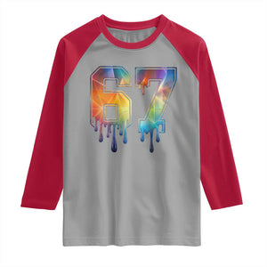 Funny Six Seven Prism Effect Printed Meme Raglan Shirt TS12 Sport Gray Red Print Your Wear