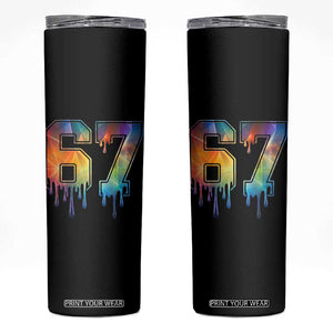 Funny Six Seven Prism Effect Printed Meme Skinny Tumbler TS12 Black Print Your Wear