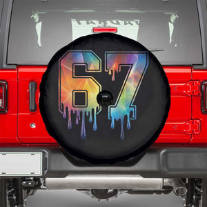 Funny Six Seven Prism Effect Printed Meme Spare Tire Cover TS12 Black Print Your Wear