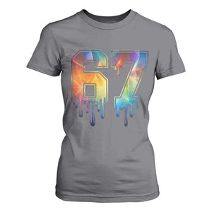Funny Six Seven Prism Effect Printed Meme T Shirt For Women TS12 Charcoal Print Your Wear