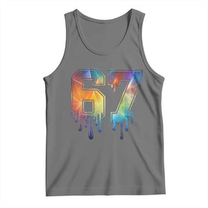 Funny Six Seven Prism Effect Printed Meme Tank Top TS12 Black Heather Print Your Wear
