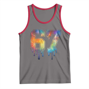 Funny Six Seven Prism Effect Printed Meme Tank Top TS12 Deep Heather Red Print Your Wear