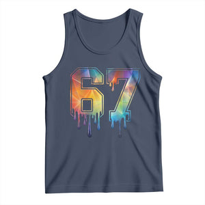 Funny Six Seven Prism Effect Printed Meme Tank Top TS12 Navy Print Your Wear