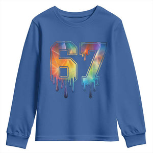 Funny Six Seven Prism Effect Printed Meme Youth Sweatshirt TS12 Royal Blue Print Your Wear