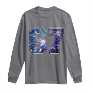Prism Rainbow Effect Printed Long Sleeve Shirt Six Seven 67 Meme TS12 Charcoal Print Your Wear
