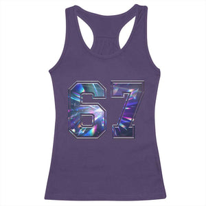 Prism Rainbow Effect Printed Racerback Tank Top Six Seven 67 Meme TS12 Purple Print Your Wear