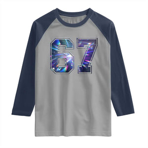 Prism Rainbow Effect Printed Raglan Shirt Six Seven 67 Meme TS12 Sport Gray Navy Print Your Wear