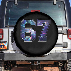 Prism Rainbow Effect Printed Spare Tire Cover Six Seven 67 Meme TS12 No hole Black Print Your Wear
