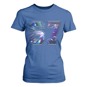 Prism Rainbow Effect Printed T Shirt For Women Six Seven 67 Meme TS12 Royal Blue Print Your Wear