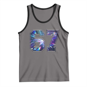 Prism Rainbow Effect Printed Tank Top Six Seven 67 Meme TS12 Deep Heather Black Print Your Wear