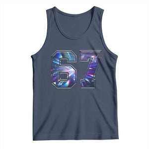 Prism Rainbow Effect Printed Tank Top Six Seven 67 Meme TS12 Navy Print Your Wear
