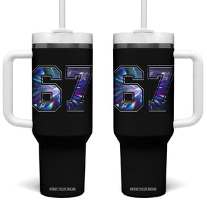 Prism Rainbow Effect Printed Tumbler With Handle Six Seven 67 Meme TS12 One Size: 40 oz Black Print Your Wear