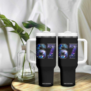 Prism Rainbow Effect Printed Tumbler With Handle Six Seven 67 Meme TS12 Print Your Wear