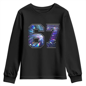Prism Rainbow Effect Printed Youth Sweatshirt Six Seven 67 Meme TS12 Black Print Your Wear