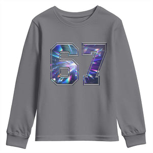 Prism Rainbow Effect Printed Youth Sweatshirt Six Seven 67 Meme TS12 Charcoal Print Your Wear