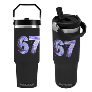 Swirl Effect Printed Six Seven Meme Flip Straw Tumbler Gen Z Alpha Gift TS12 One Size: 30 oz Black Print Your Wear