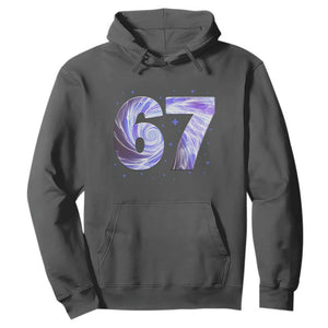 Swirl Effect Printed Six Seven Meme Hoodie Gen Z Alpha Gift TS12 Dark Heather Print Your Wear