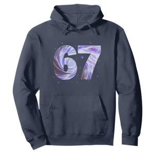 Swirl Effect Printed Six Seven Meme Hoodie Gen Z Alpha Gift TS12 Navy Print Your Wear