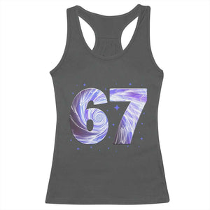 Swirl Effect Printed Six Seven Meme Racerback Tank Top Gen Z Alpha Gift TS12 Dark Heather Print Your Wear