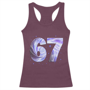 Swirl Effect Printed Six Seven Meme Racerback Tank Top Gen Z Alpha Gift TS12 Maroon Print Your Wear