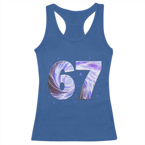 Swirl Effect Printed Six Seven Meme Racerback Tank Top Gen Z Alpha Gift TS12 Royal Blue Print Your Wear