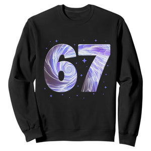 Swirl Effect Printed Six Seven Meme Sweatshirt Gen Z Alpha Gift TS12 Black Print Your Wear