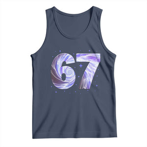 Swirl Effect Printed Six Seven Meme Tank Top Gen Z Alpha Gift TS12 Navy Print Your Wear