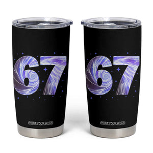 Swirl Effect Printed Six Seven Meme Tumbler Cup Gen Z Alpha Gift TS12 Black Print Your Wear