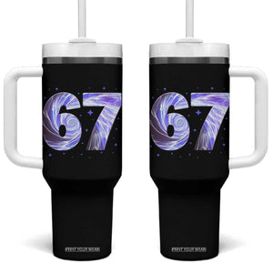 Swirl Effect Printed Six Seven Meme Tumbler With Handle Gen Z Alpha Gift TS12 One Size: 40 oz Black Print Your Wear