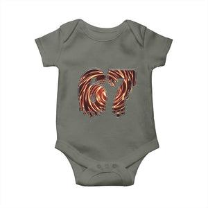 Fire Swirl Effect Printed Baby Onesie Six Seven Meme TS12 Military Green Print Your Wear