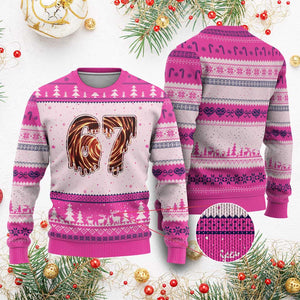Fire Swirl Effect Printed Ugly Christmas Sweater Six Seven Meme TS12 Hot Pink Print Your Wear