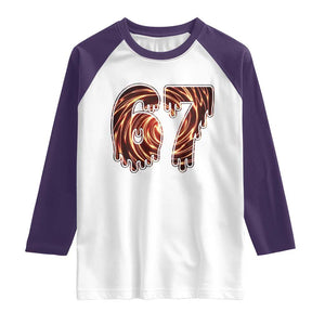 Fire Swirl Effect Printed Raglan Shirt Six Seven Meme TS12 White Purple Print Your Wear