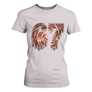 Fire Swirl Effect Printed T Shirt For Women Six Seven Meme TS12 Ice Gray Print Your Wear