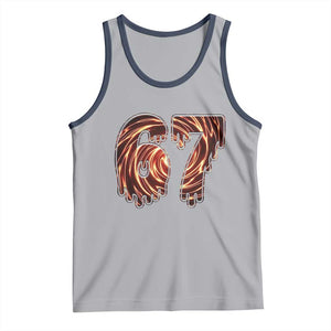 Fire Swirl Effect Printed Tank Top Six Seven Meme TS12 Athletic Heather Navy Print Your Wear