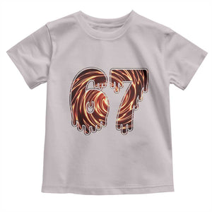 Fire Swirl Effect Printed Toddler T Shirt Six Seven Meme TS12 Ice Gray Print Your Wear