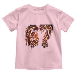 Fire Swirl Effect Printed Toddler T Shirt Six Seven Meme TS12 Light Pink Print Your Wear