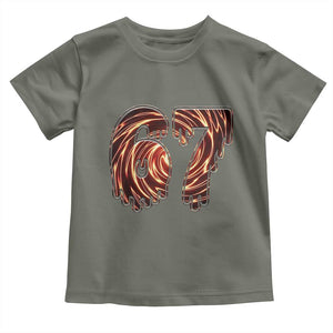 Fire Swirl Effect Printed Toddler T Shirt Six Seven Meme TS12 Military Green Print Your Wear
