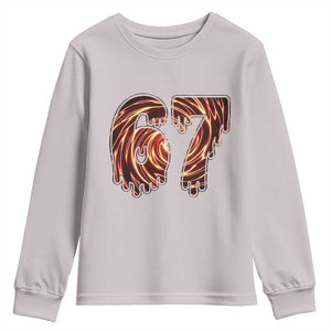 Fire Swirl Effect Printed Youth Sweatshirt Six Seven Meme TS12 Ice Gray Print Your Wear