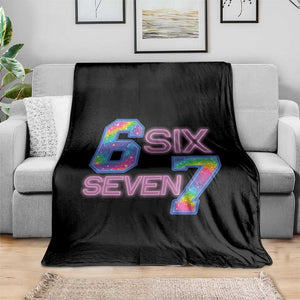 Colorful Neon Light Effect Throw Blanket Six Seven Meme TS12 Print Your Wear