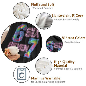 Colorful Neon Light Effect Throw Blanket Six Seven Meme TS12 Print Your Wear