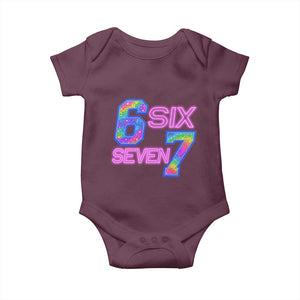 Colorful Neon Light Effect Baby Onesie Six Seven Meme TS12 Maroon Print Your Wear