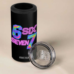Colorful Neon Light Effect 4 in 1 Can Cooler Tumbler Six Seven Meme TS12 Print Your Wear