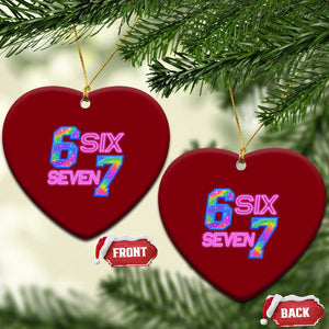 Colorful Neon Light Effect Ceramic Ornament Six Seven Meme TS12 Print Your Wear
