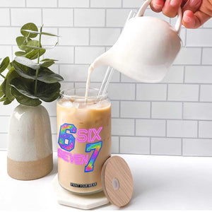 Colorful Neon Light Effect Glass Can Six Seven Meme TS12 Print Your Wear