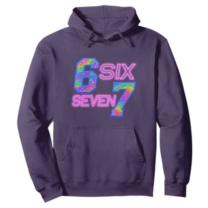 Colorful Neon Light Effect Hoodie Six Seven Meme TS12 Purple Print Your Wear